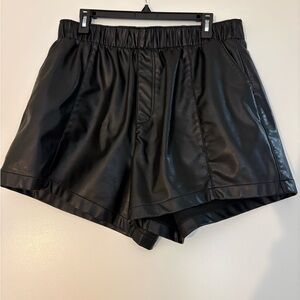 Abercrombie & Fitch Black High Waist Leather Shorts
